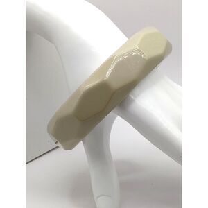 Vintage Multi Faceted Acrylic Bangle Bracelet in a Neutral Color of Camel